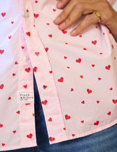 Load image into Gallery viewer, FINAL SALE Frank &amp; Eileen | Eileen Relaxed Valentine's Day Button-Up Shirt Pink &amp; White Stripe With Hearts