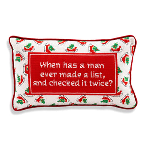 Making A List Checking It Twice Christmas Needlepoint Pillow