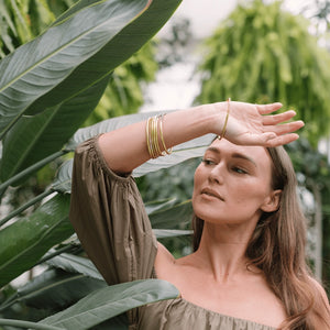 Gold & Horn Bangle Bracelet Set