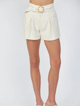 Load image into Gallery viewer, Linen Bamboo Belt Shorts | Cream