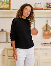 Load image into Gallery viewer, Frank &amp; Eileen Monterey Pointelle Rolled Funnel Neck Sweater | Black
