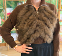 Load image into Gallery viewer, Lisa Maree Zip Front Fur Sweater | Brown