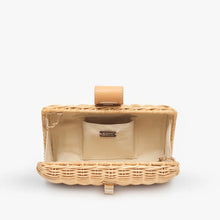 Load image into Gallery viewer, Lou Wicker Clutch Bag with Gold Toned Turn Lock | Natural