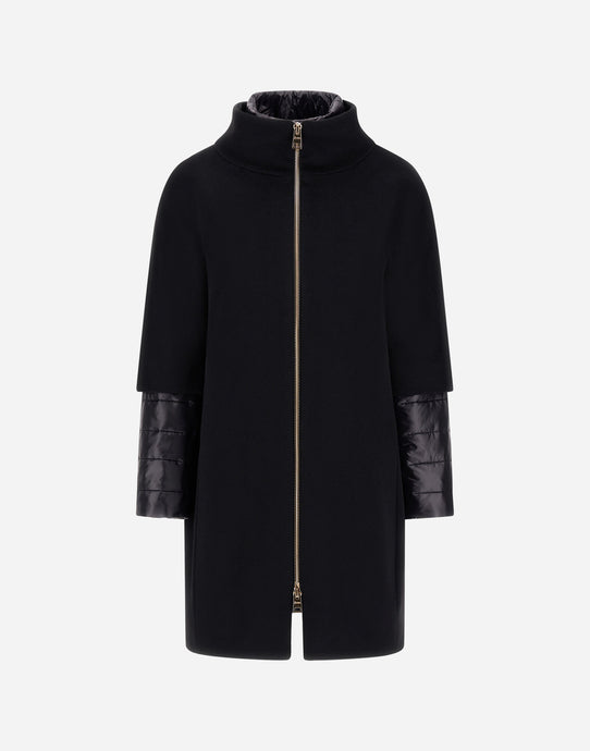 Herno Coat In Luxury Wool & Nylon Ultralight | Black