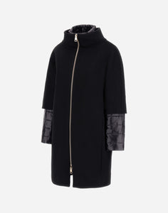 Herno Coat In Luxury Wool & Nylon Ultralight | Black