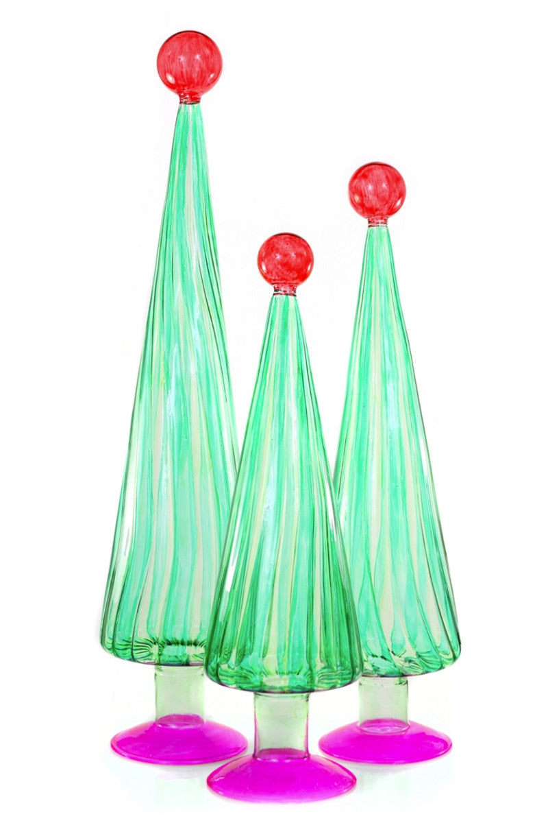 Peppermint Striped Christmas Trees | Set of 3