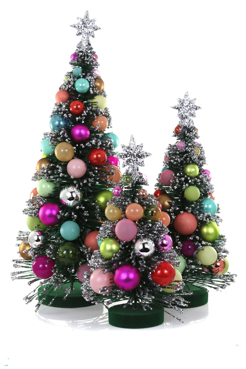 Merry & Bright Rainbow Glitter Christmas Trees | Set Of 3