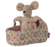Load image into Gallery viewer, Maileg Baby Mouse in Carry Cot | Rose