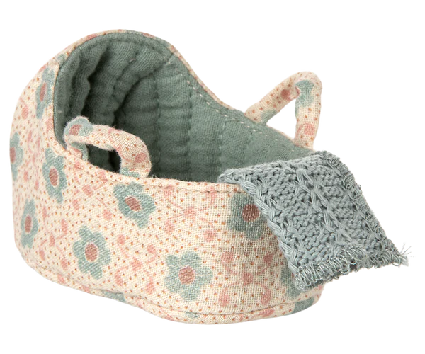 Maileg Carry Cot | Baby Mouse Blue