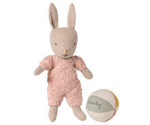 Load image into Gallery viewer, Maileg Baby Rabbit Set Sand Rose w/baby bottle and ball