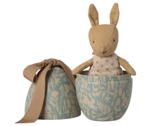 Load image into Gallery viewer, Stuffed rabbit toy in a patterned box on a white background