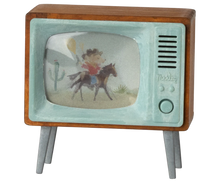 Load image into Gallery viewer, Vintage-style toy television with a cowboy on a horse screen