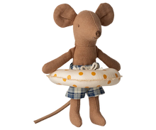 Load image into Gallery viewer, Stuffed mouse toy with a life buoy and shorts on a white background