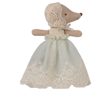 Load image into Gallery viewer, Teddy bear in a lace dress on a white background