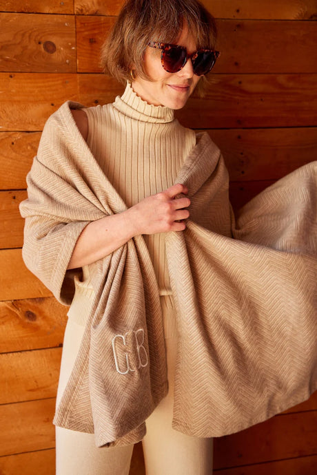 Chappy wrap Bayside Herringbone Shawl | Wheat