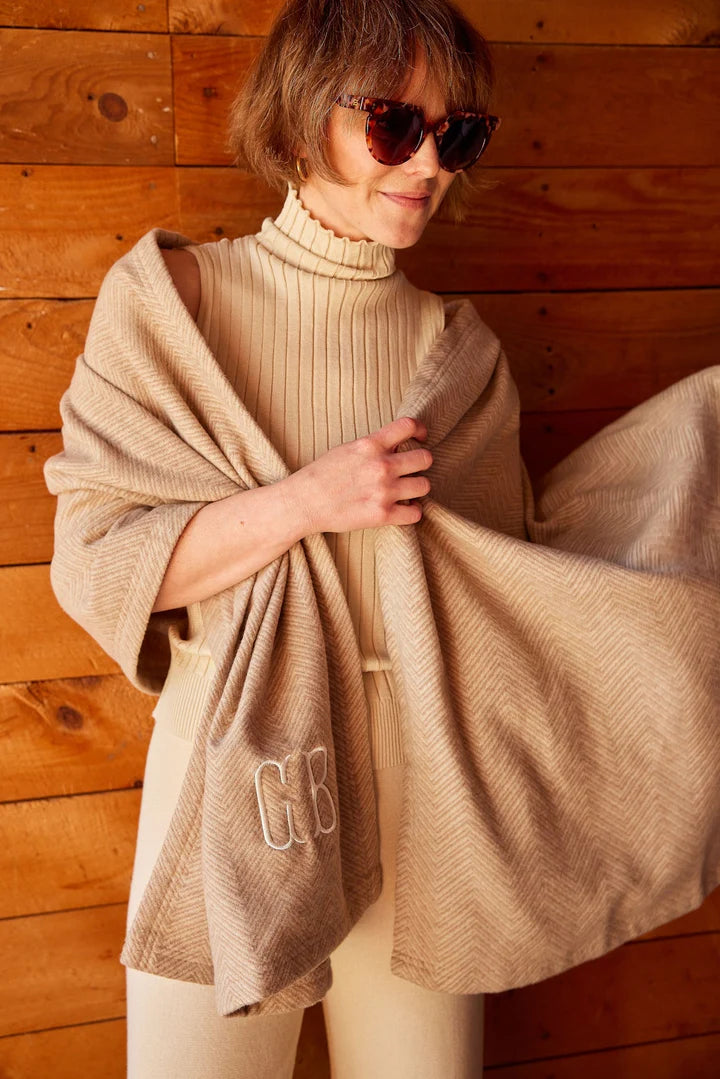 Chappy wrap Bayside Herringbone Shawl | Wheat