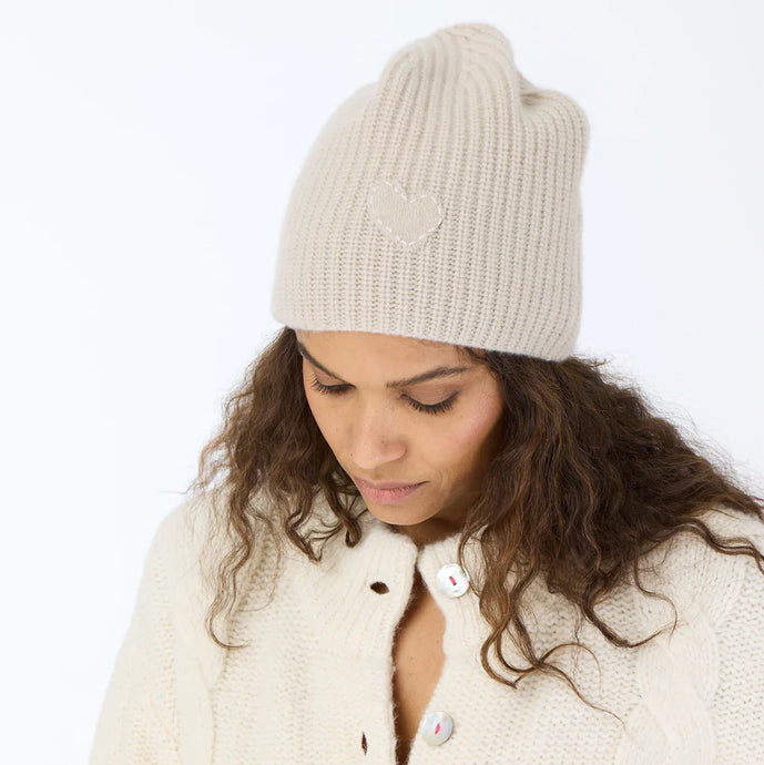 Kerri Rosenthal Cashmere Ribbed Knit Beanie | Light Mushroom