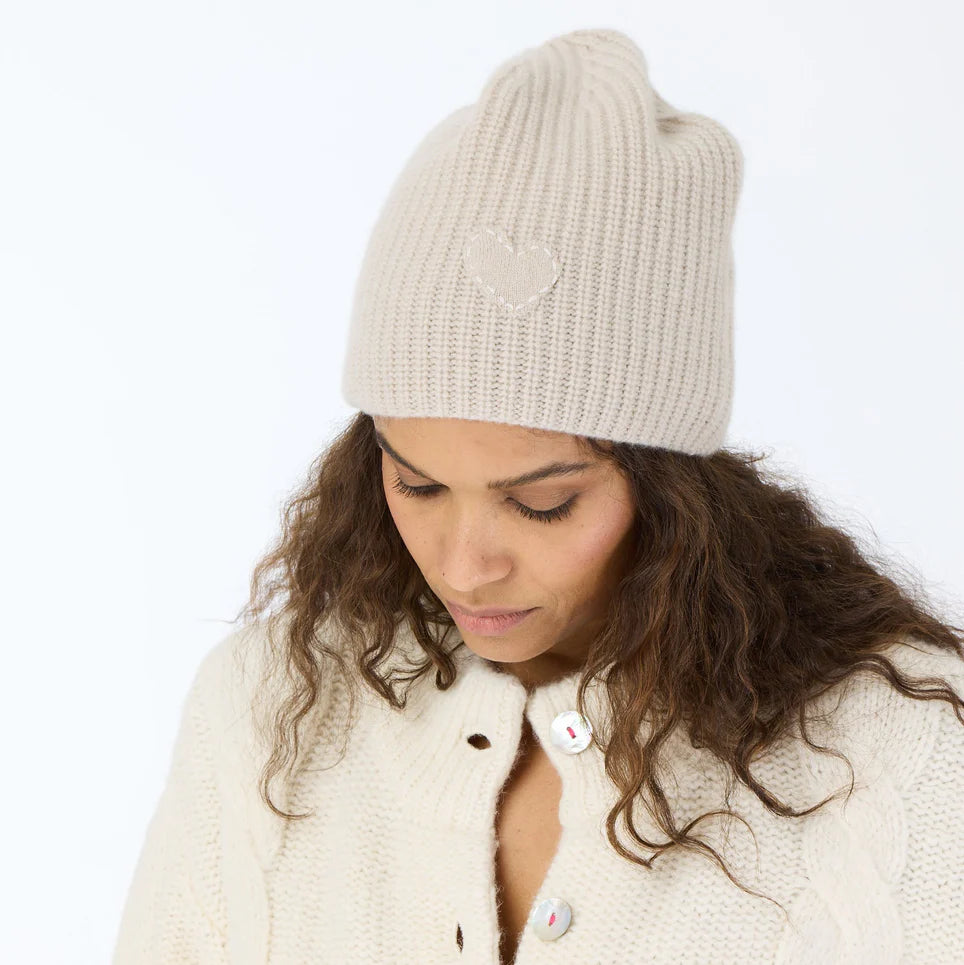 Kerri Rosenthal Cashmere Ribbed Knit Beanie | Light Mushroom