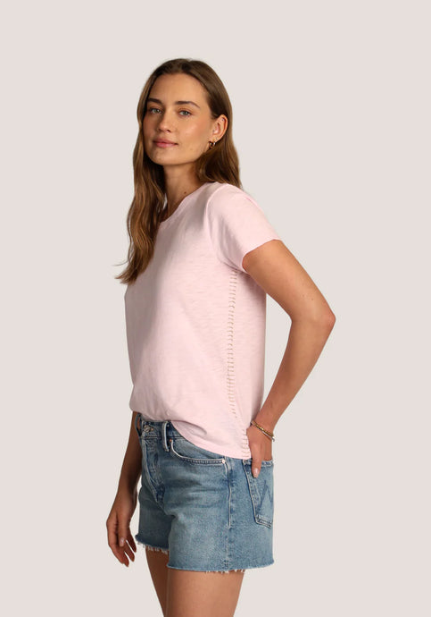 Cotton Crew Contrast Tee | Blue & Pink