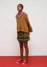 Load image into Gallery viewer, Dr. Bloom Hug V-Neck Sweater | Camel &amp; Pink