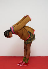 Load image into Gallery viewer, Dr. Bloom Hug V-Neck Sweater | Camel &amp; Pink