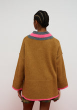 Load image into Gallery viewer, Dr. Bloom Hug V-Neck Sweater | Camel &amp; Pink