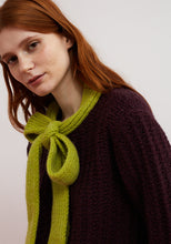 Load image into Gallery viewer, Dr. Bloom Berenjena Bow Cardigan | Eggplant, Green, &amp; Pink