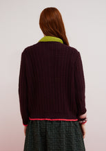 Load image into Gallery viewer, Dr. Bloom Berenjena Bow Cardigan | Eggplant, Green, &amp; Pink