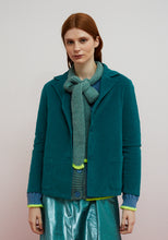 Load image into Gallery viewer, Dr. Bloom Berenjena Bow Cardigan | Blue &amp; Neon Yellow