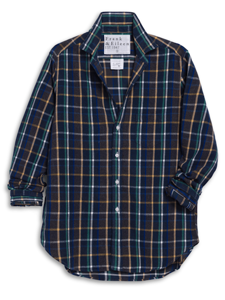 Frank & Eileen | Eileen Relaxed Button-Up Shirt Blue Green Yellow Plaid Flannel