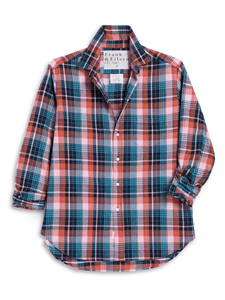 Frank & Eileen | Eileen Relaxed Button-Up Shirt Pink Turquoise Plaid Flannel