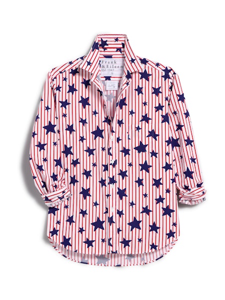 Frank & Eileen | Eileen Relaxed Button-Up Shirt Red Stripe With Navy Stars