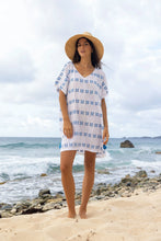 Load image into Gallery viewer, Mer St. Barth Capucine Caftan SHORT | White &amp; Blue