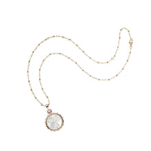 Load image into Gallery viewer, Jane Win FOREVER Moon &amp; Back Face Pendant In White Mother Of Pearl Necklace