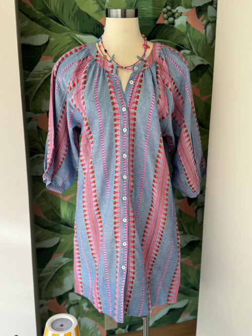 La Plage Luna Dress | Chambray Neon Pink