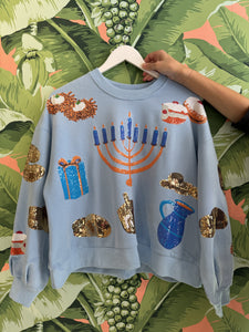 Queen Of Sparkles Hanukkah Sweatshirt | Blue