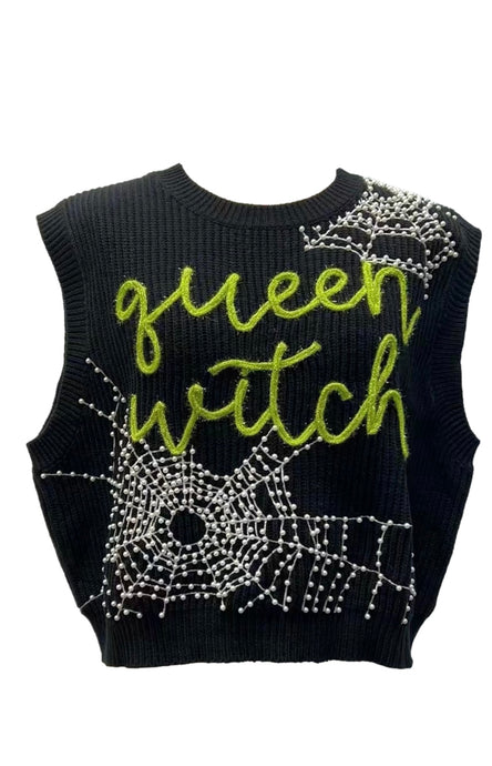 Queen Of Sparkles “Queen Witch” Halloween Sweater Vest
