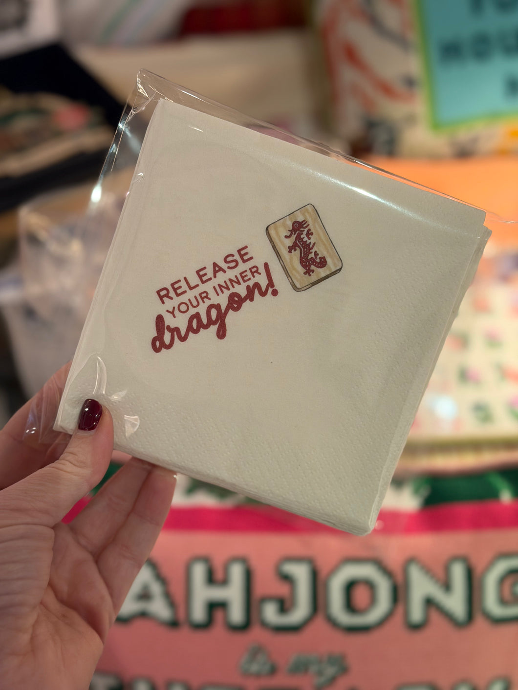 Release Your Inner Dragon Mahjong Cocktail Napkin