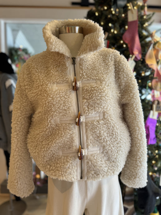 Toggle Shearling Zip Coat