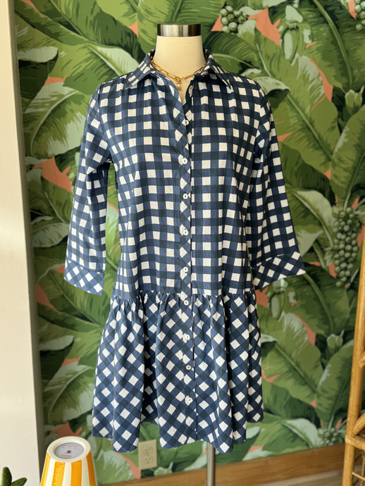 La Plage Charlotte Gingham Dress | Navy