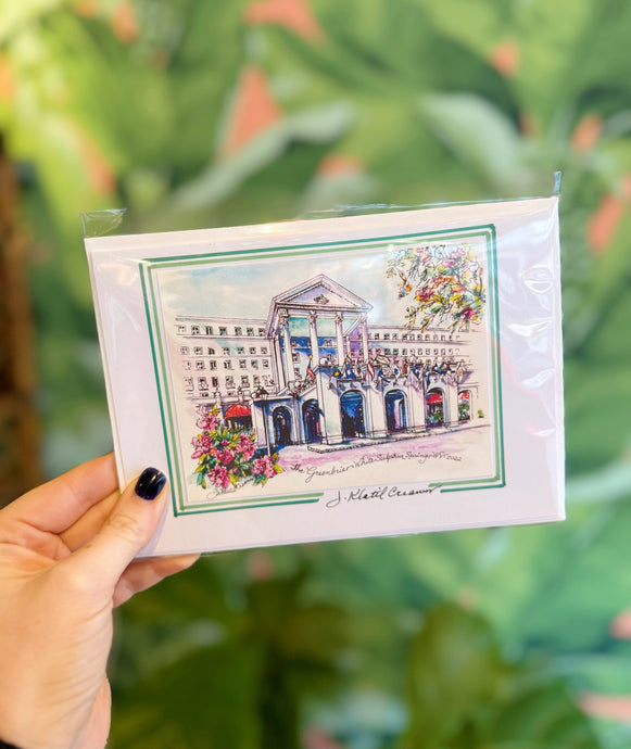 Greenbrier Hotel Main Entrance Artwork Print Card