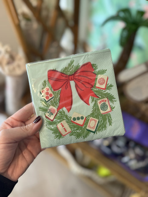 Mahjong Christmas Wreath Cocktail Napkins