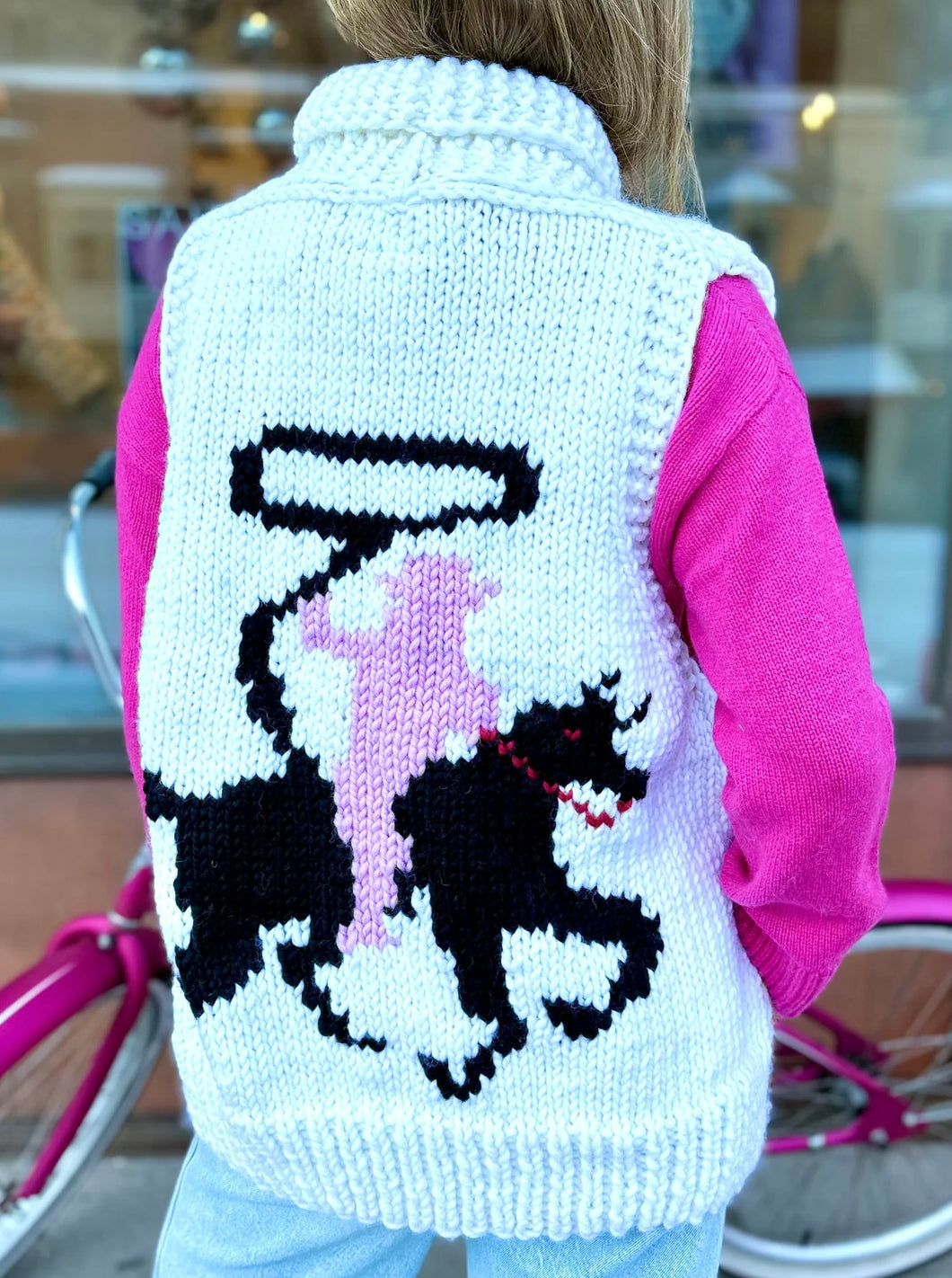 GOGO Sweaters Cowboy Swing Vest | Snow & Pink