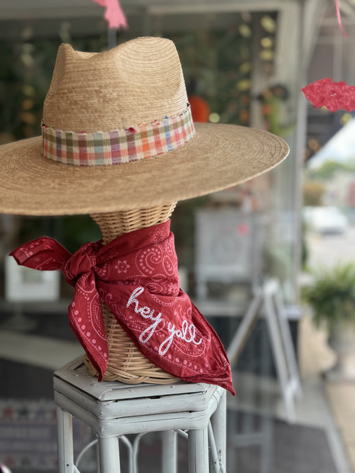 Hey Y’all Embroidered Bandana | Red