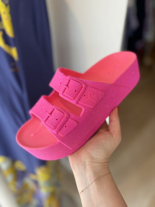 Cacatoès Women's CAIPIRINHA Wedge Sandal | Neon Pink Glitter
