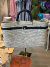 Load image into Gallery viewer, Birkini Woven Beach Bag | Tan &amp; Navy