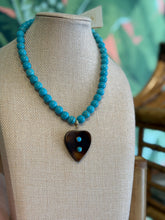 Load image into Gallery viewer, Allie Beads Tortoise Shell &amp; Turquoise Heart Necklace