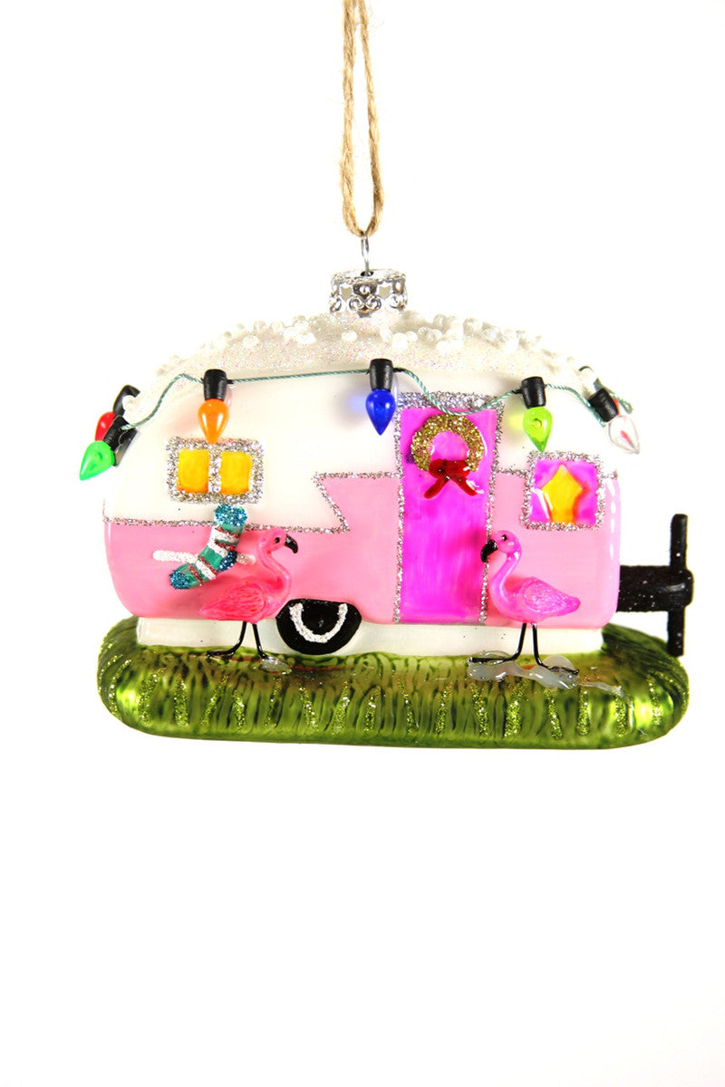 Pink Flamingo Camper Ornament