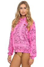 Load image into Gallery viewer, Aviator Nation BANDANA RELAXED PULLOVER HOODIE | NEON PINK