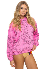Load image into Gallery viewer, Aviator Nation BANDANA RELAXED PULLOVER HOODIE | NEON PINK